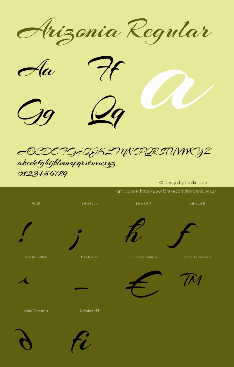 Arizonia Regular Version 1.003 Font Sample