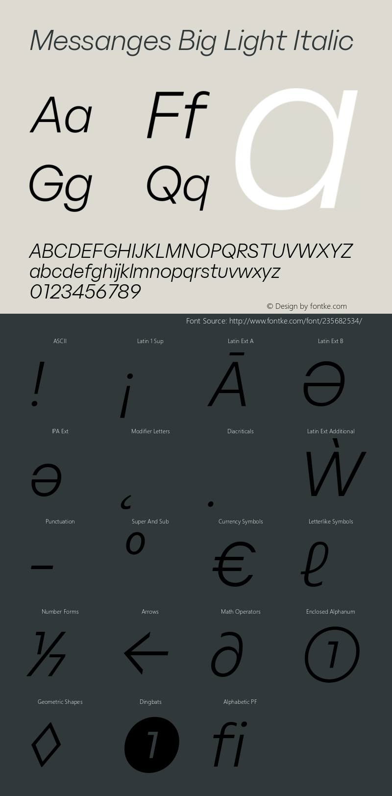 Messanges Big Light Italic Version 1.000;FEAKit 1.0图片样张