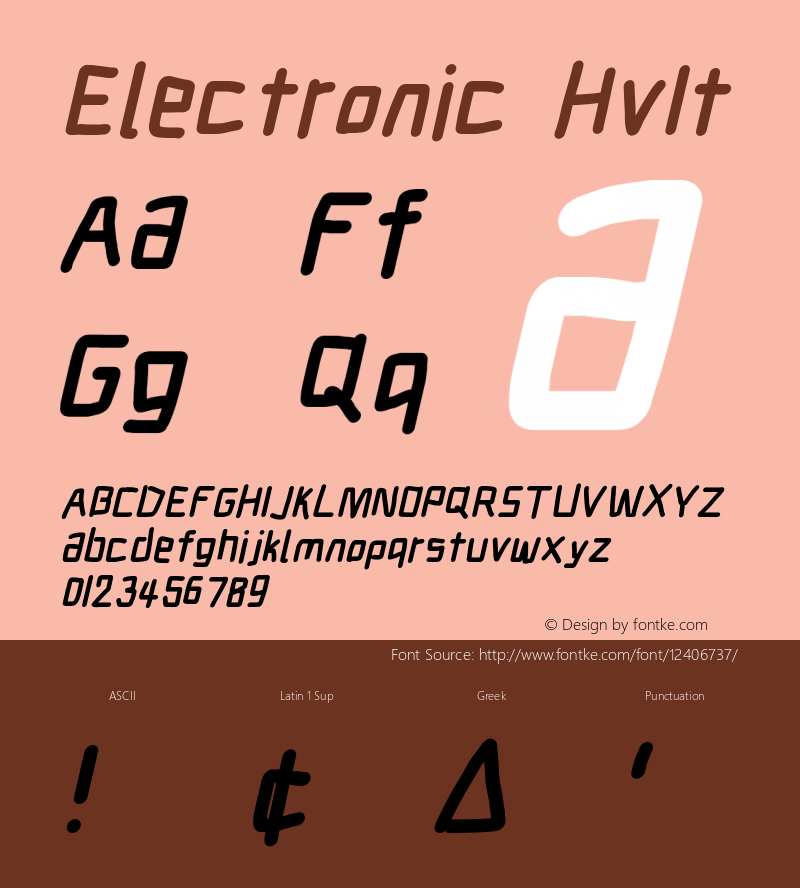 Electronic HvIt Version 1.011 Font Sample