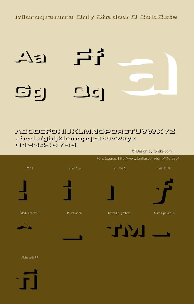 Microgramma Only Shadow D BoldExte Version 001.005 Font Sample