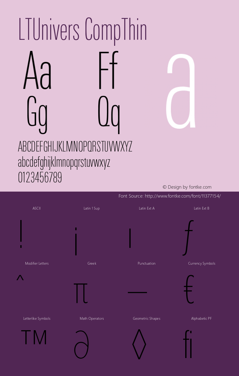 LTUnivers CompThin Version 003.000 Font Sample