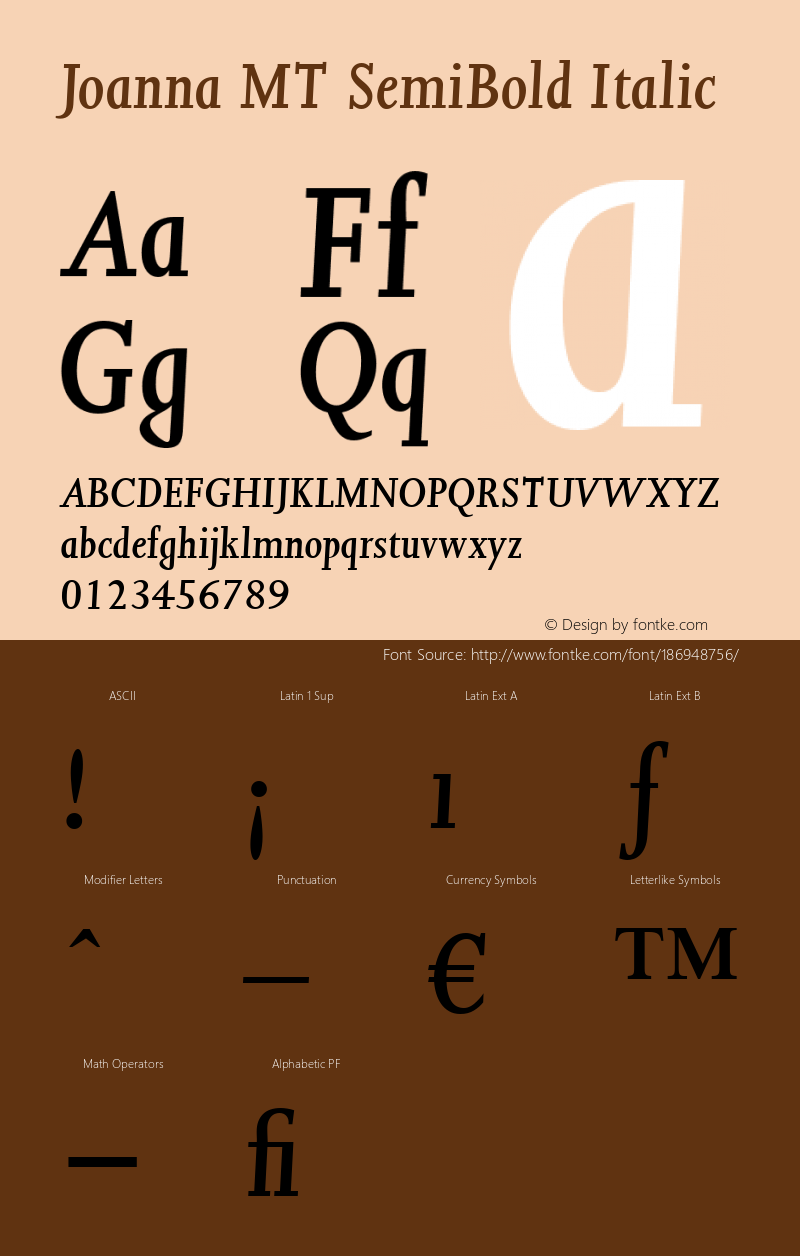 Joanna MT SemiBold Italic 001.001图片样张