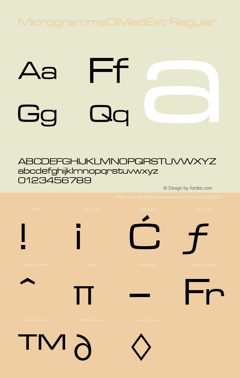 MicrogrammaDMedExt Regular Version 001.005 Font Sample