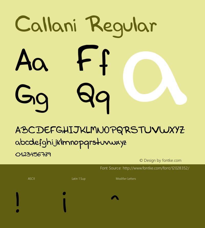 Callani Regular Version 001.000 Font Sample