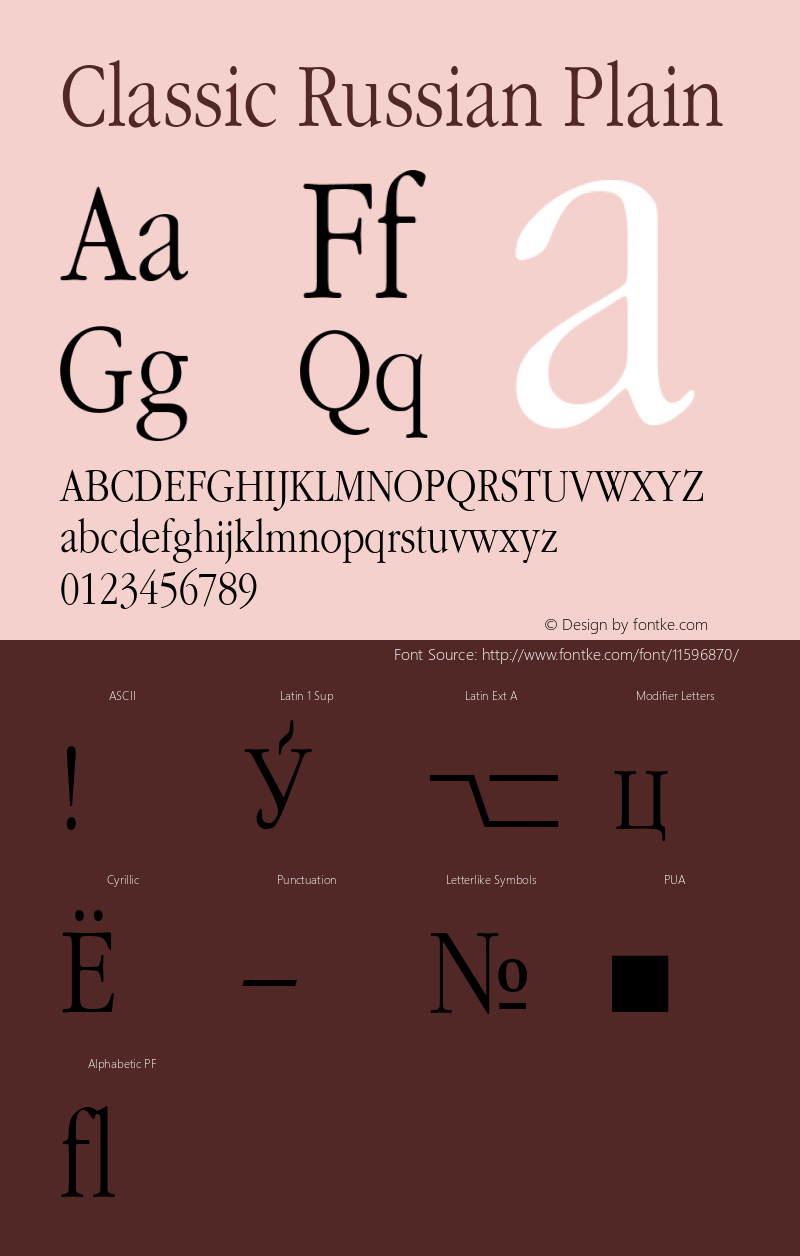 Classic Russian Plain 001.001 Font Sample