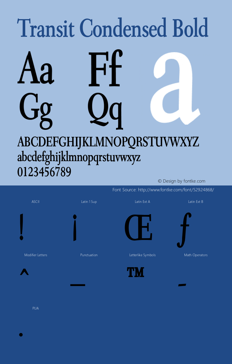 TransitCondensedBold Altsys Fontographer 4.1 1/10/95 {DfLp-URBC-66E7-7FBL-FXFA} Font Sample