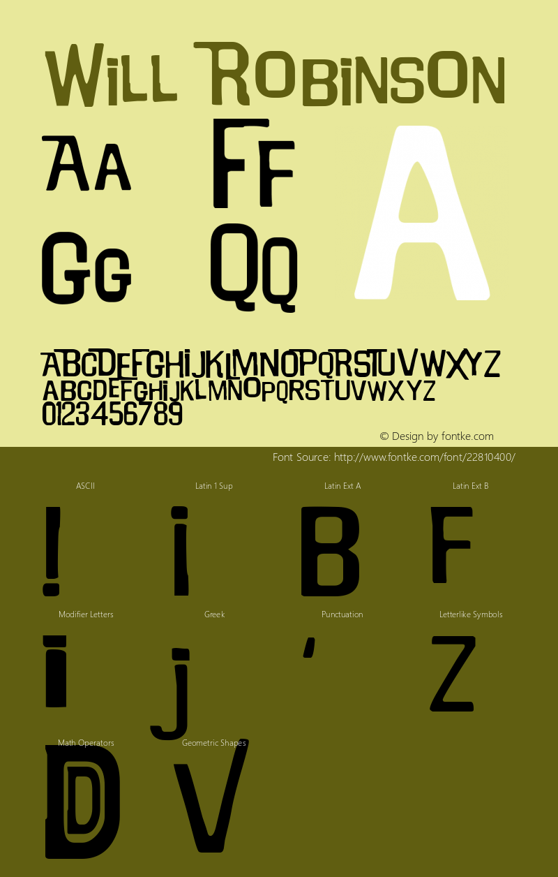 Will Robinson Macromedia Fontographer 4.1 2/10/98 Font Sample