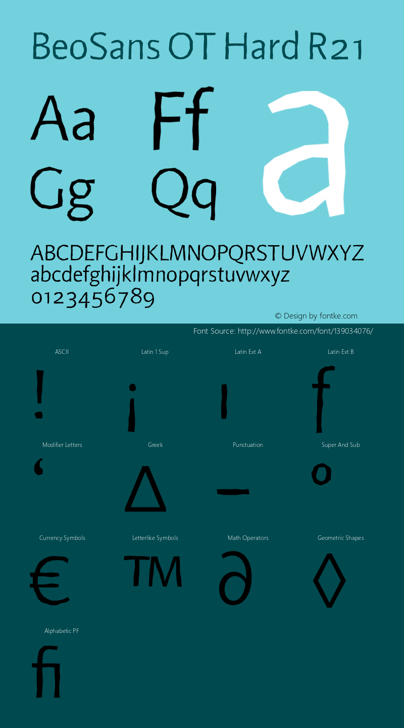 BeoSansOT-HardR21 Version 7.504; 2007; Build 1021 Font Sample