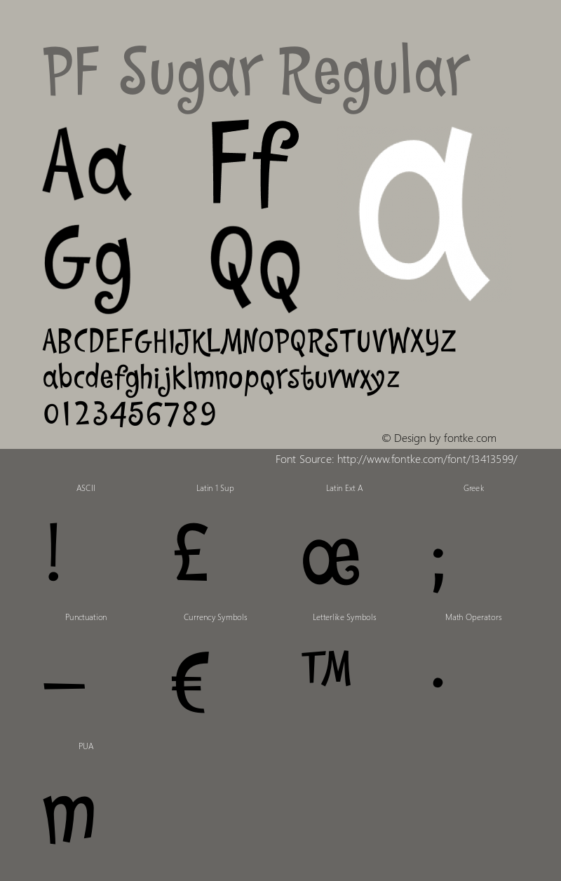 PF Sugar Regular OTF 1.000;PS 001.000;Core 1.0.34 Font Sample