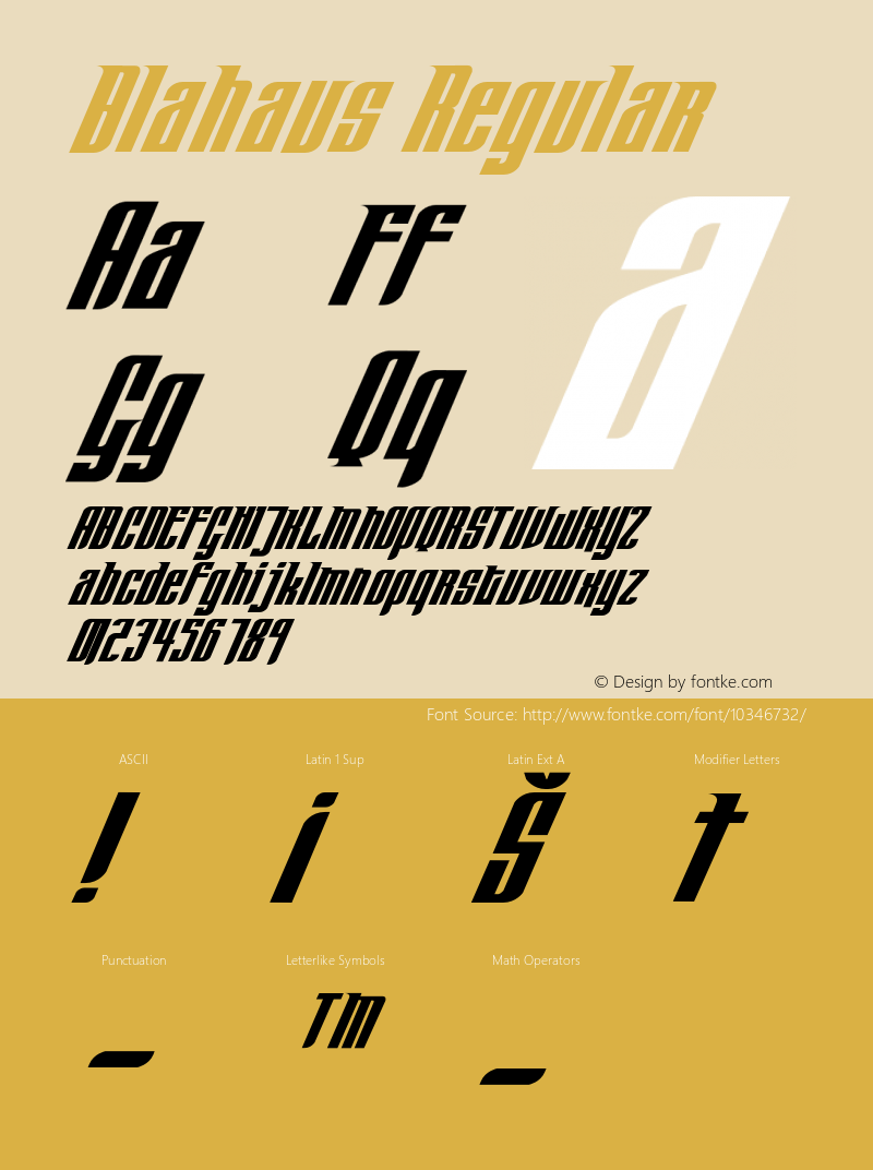 Blahaus Regular 001.000 Font Sample