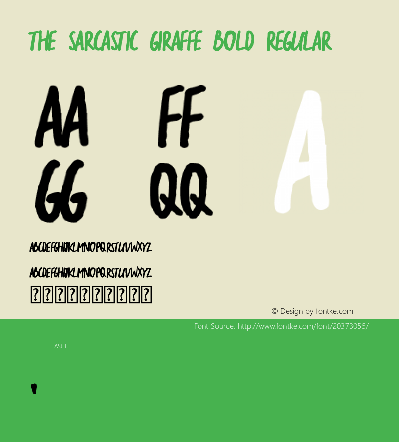 the sarcastic giraffe Bold Version 1.00 May 2, 2015, initial release Font Sample