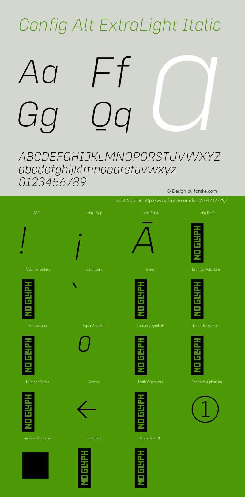 Config Alt ExtraLight Italic Version 1.000;PS 001.000;hotconv 1.0.88;makeotf.lib2.5.64775图片样张
