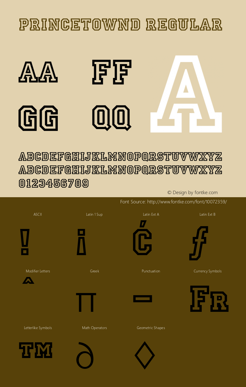 PrincetownD Regular Version 001.005 Font Sample