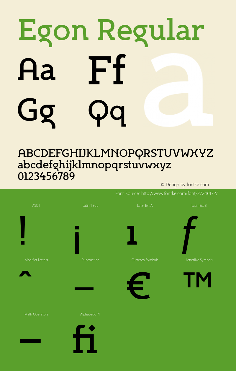 Egon Version 1.000 2007 initial release Font Sample