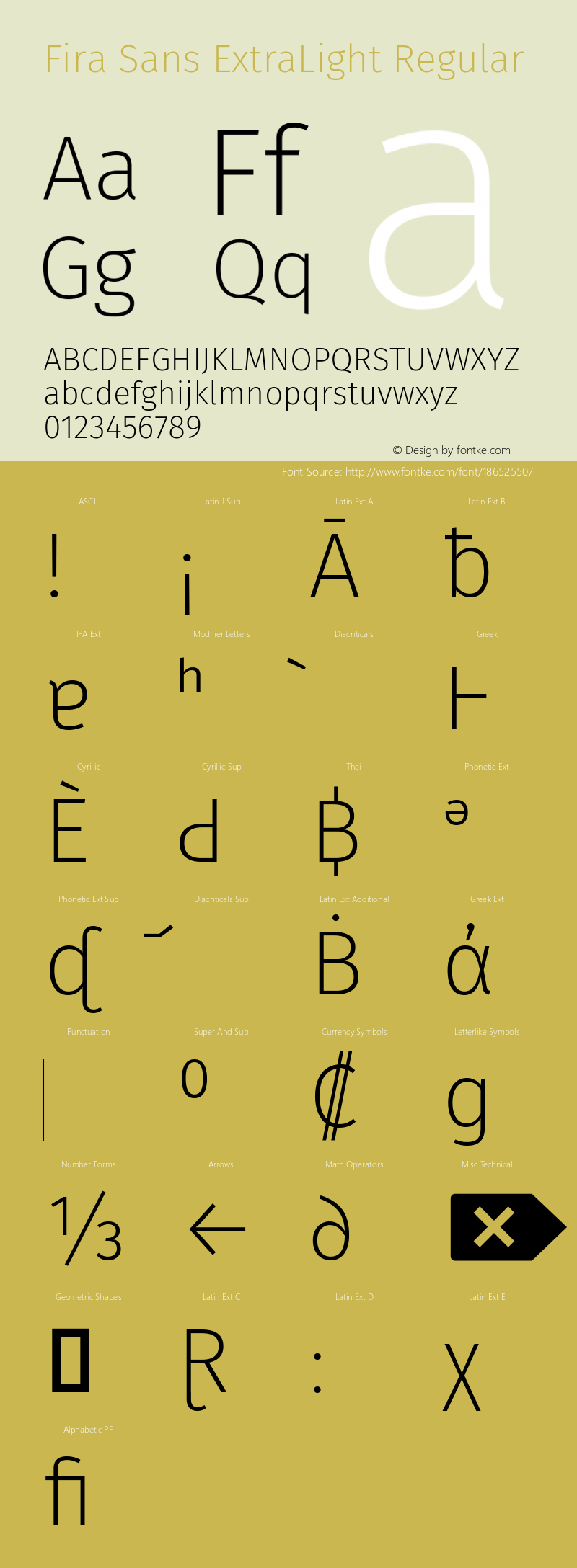 Fira Sans ExtraLight Regular Version 4.203 Font Sample