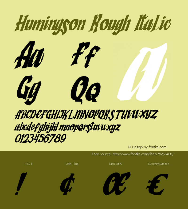 Humingson Rough Italic Version 1.00;July 16, 2020;FontCreator 12.0.0.2563 64-bit Font Sample