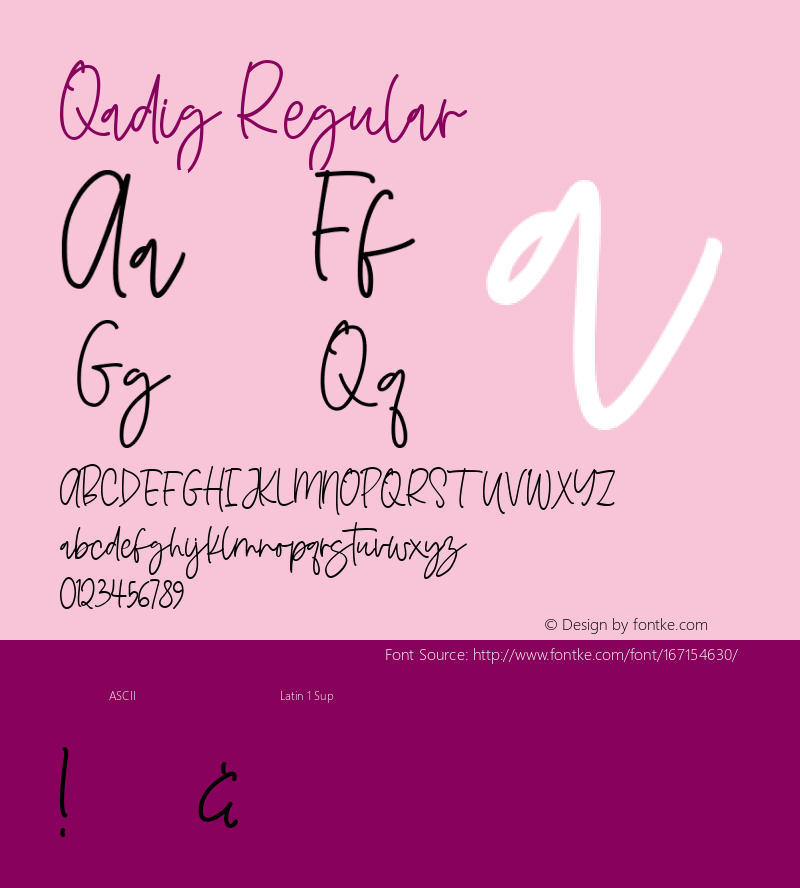 Qadig Version 1.000 Font Sample