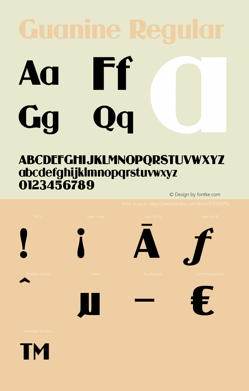 Guanine Regular OTF 3.000;PS 001.001;Core 1.0.29 Font Sample