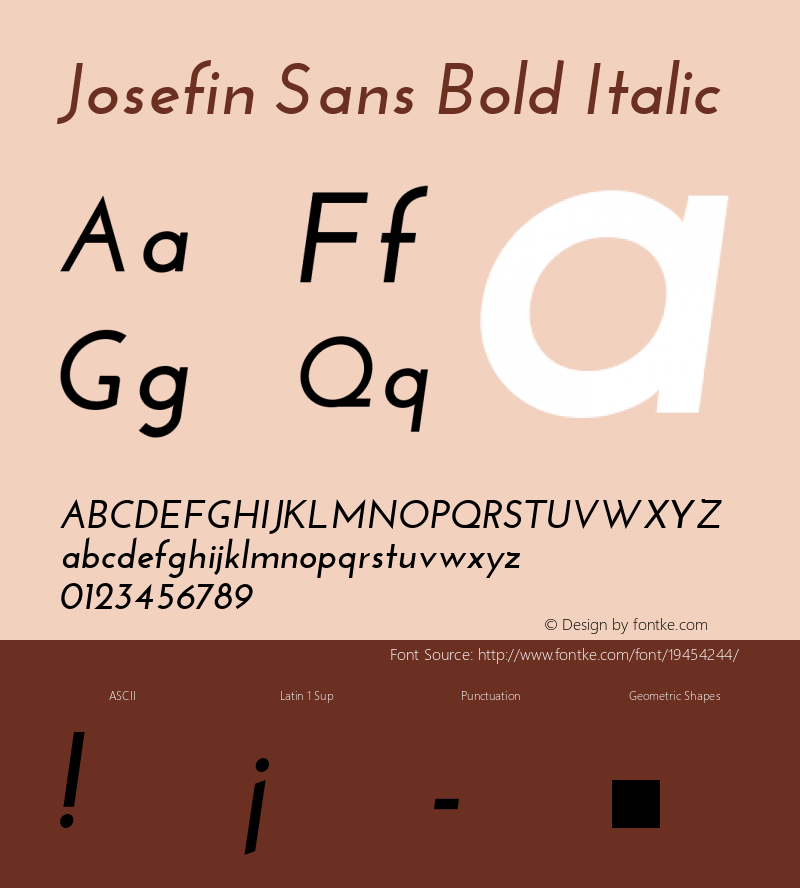 Josefin Sans Bold Italic Version 1.0 Font Sample