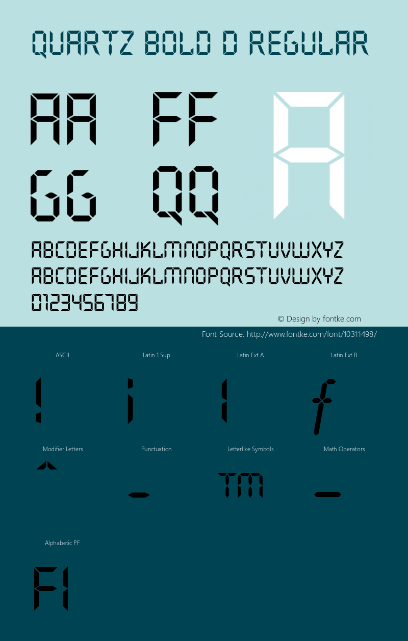 Quartz Bold D Regular Version 001.005 Font Sample