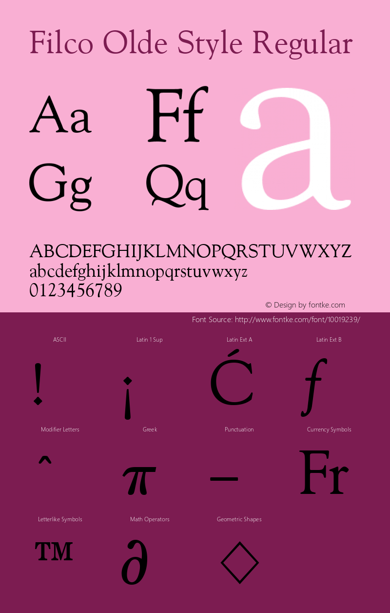 Filco Olde Style Regular 1.0.1 Font Sample