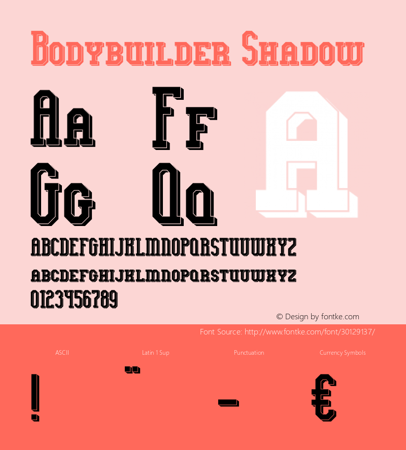 Bodybuilder Shadow Version 1.00;May 22, 2019;FontCreator 11.5.0.2430 64-bit Font Sample