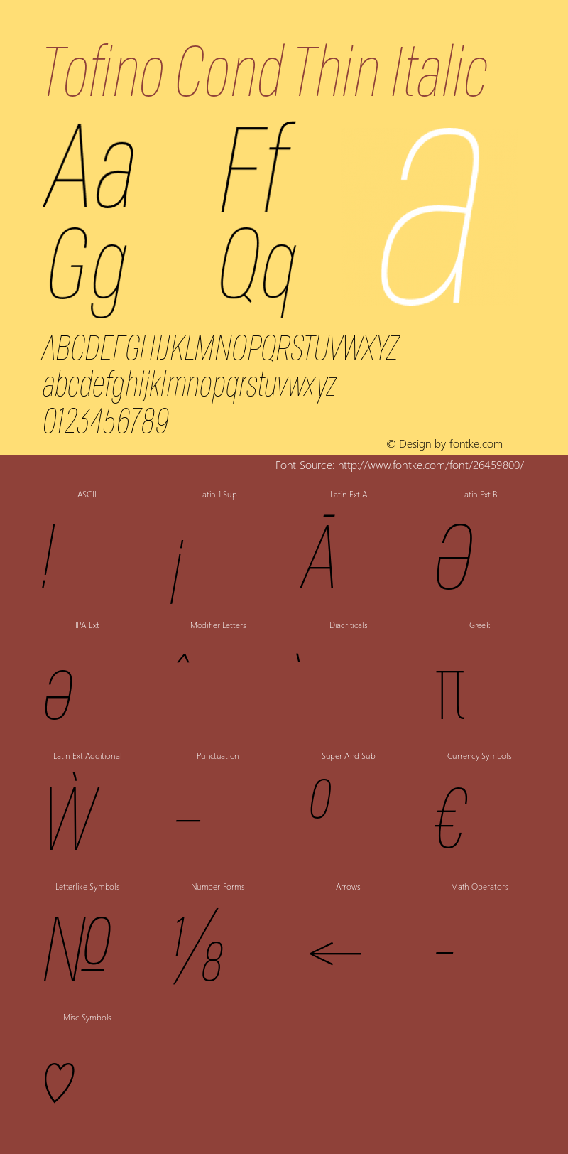 Tofino Cond Thin Italic Version 3.000;PS 003.000;hotconv 1.0.88;makeotf.lib2.5.64775 Font Sample