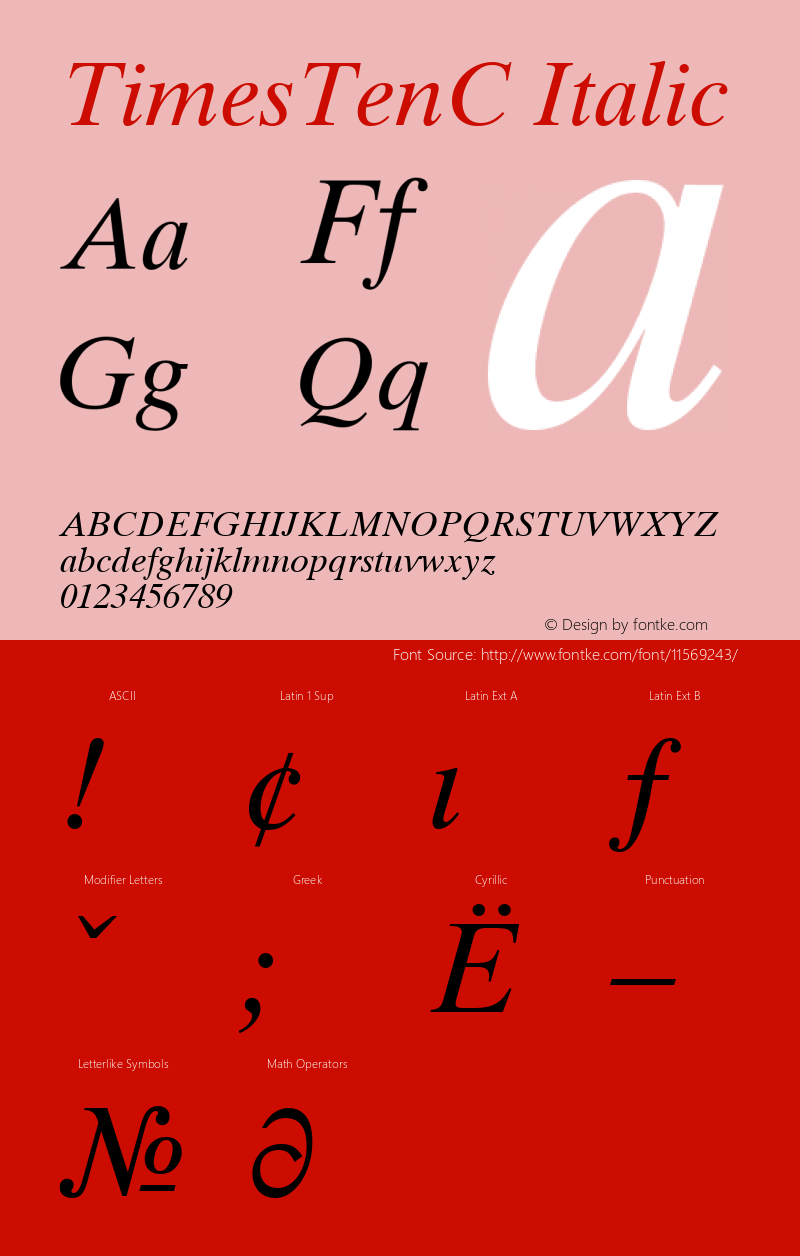 TimesTenC Italic Version 001.002 Font Sample