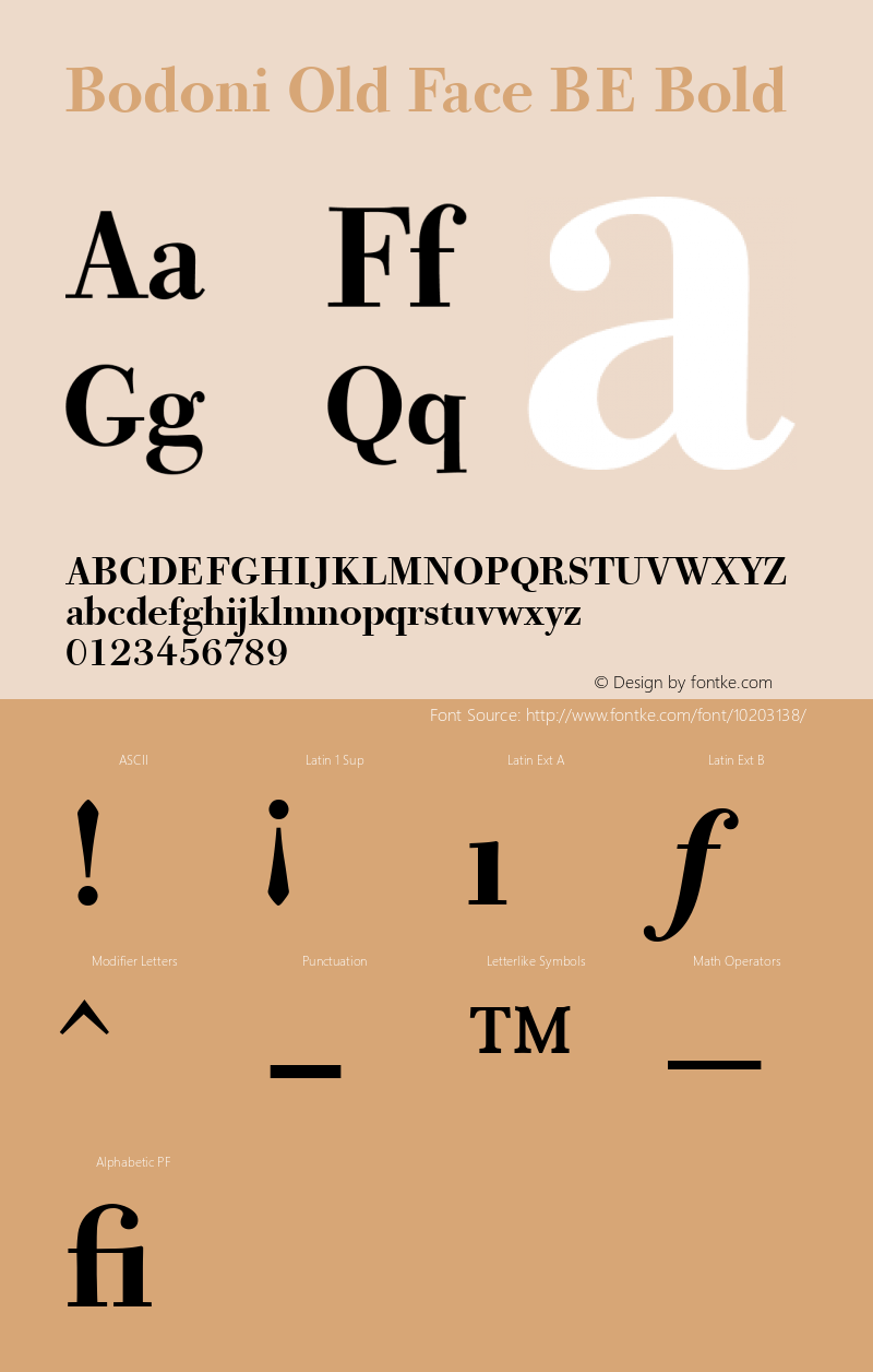 Bodoni Old Face BE Bold Version 001.000 Font Sample