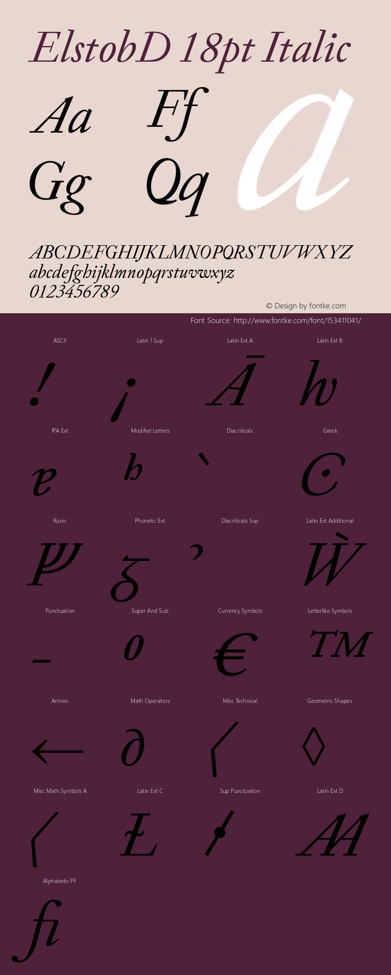 ElstobD 18pt Italic Version 1.009; ttfautohint (v1.8.3) Font Sample