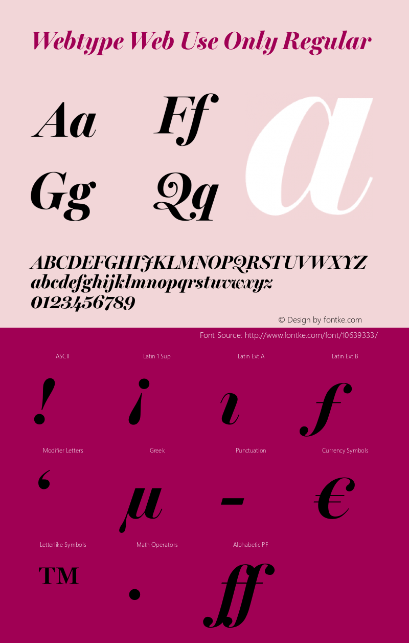 Webtype Web Use Only Regular Version 1.3 Font Sample