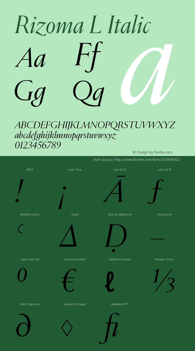 Rizoma L Italic Version 1.001图片样张