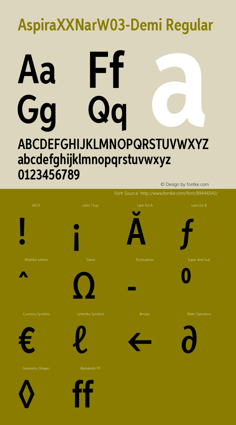 Aspira XXNar W03 Demi Version 1.50 Font Sample