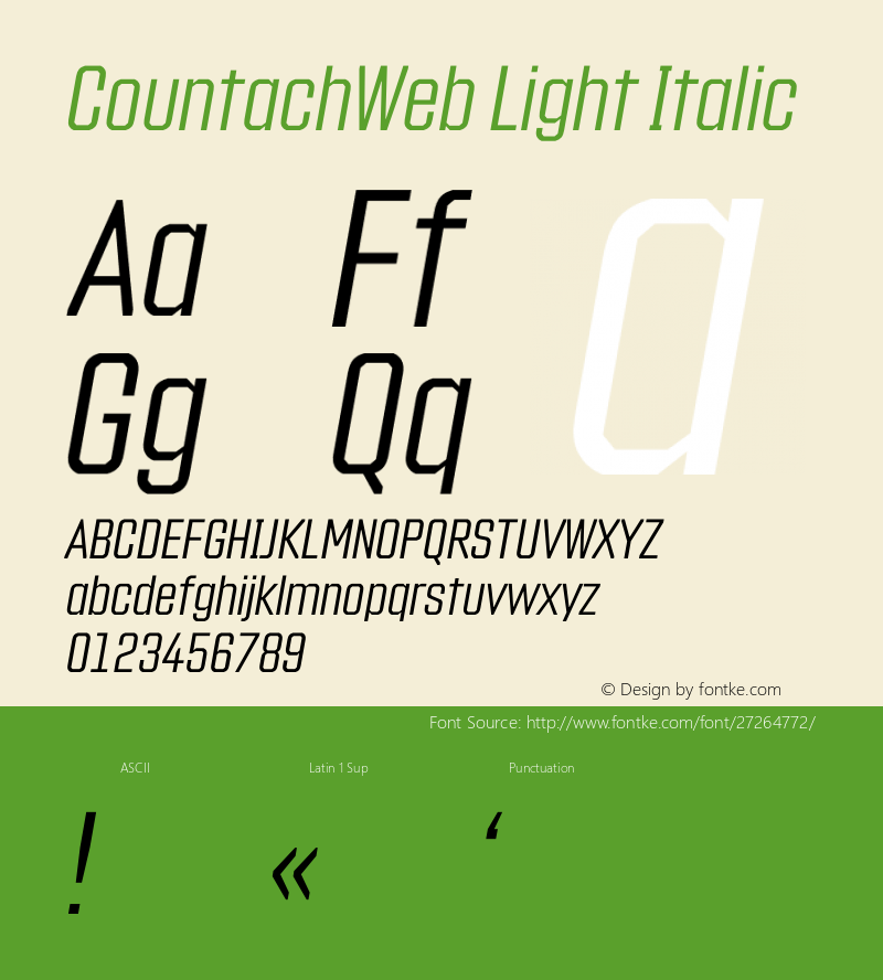 CountachWeb Light Italic Version 1.002;PS 1.2;hotconv 1.0.72;makeotf.lib2.5.5900; ttfautohint (v1.3.34-f4db) Font Sample