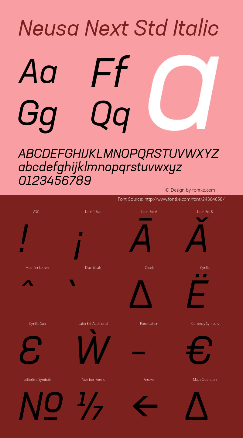 NeusaNextStd-Italic Version 1.002;PS 001.002;hotconv 1.0.88;makeotf.lib2.5.64775 Font Sample