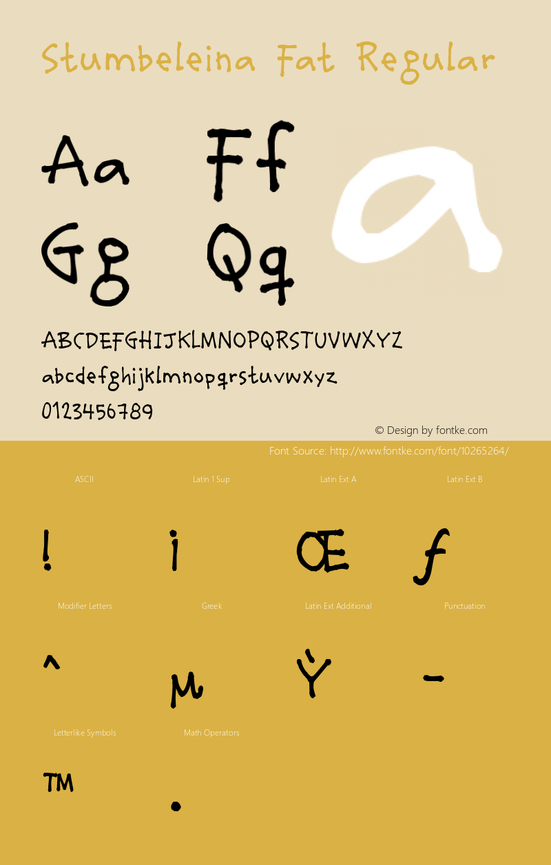 Stumbeleina Fat Regular 1.0 Font Sample