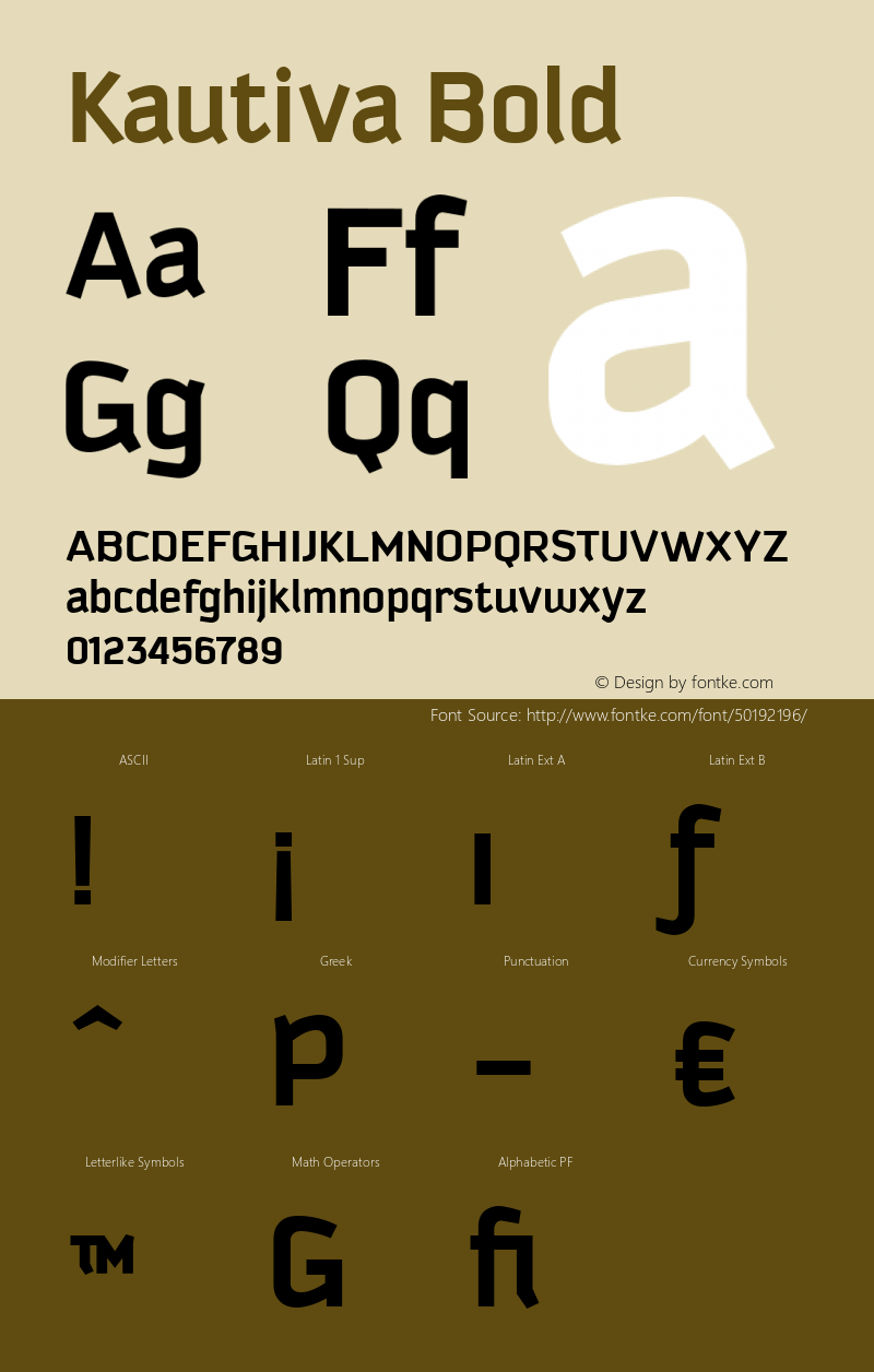 Kautiva Bold Version 001.000 Font Sample