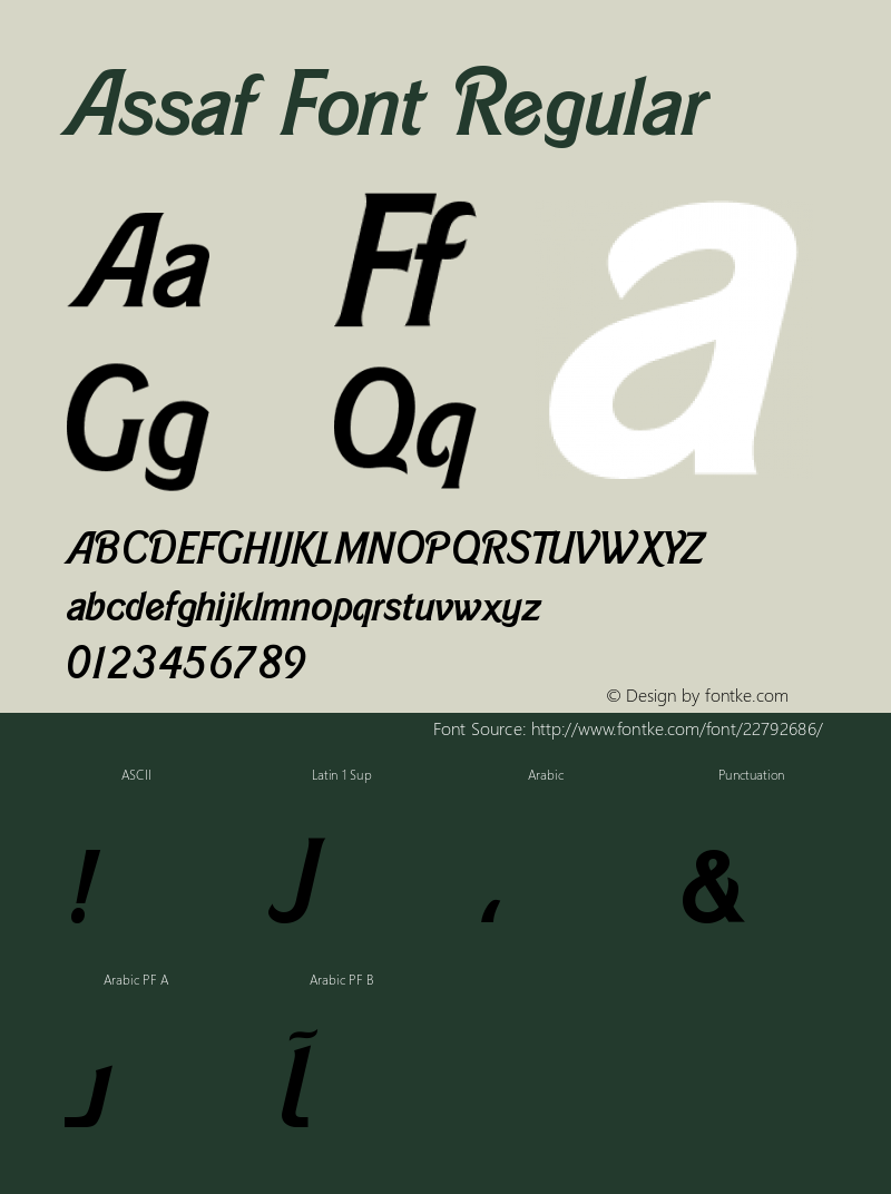 Assaf Font Version 1.002;PS 001.002;hotconv 1.0.70;makeotf.lib2.5.58329 Font Sample