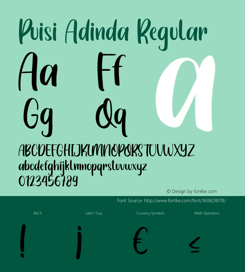 Puisi Adinda Version 1.00;April 14, 2021;FontCreator 12.0.0.2535 32-bit Font Sample