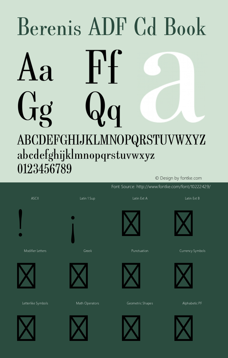 Berenis ADF Cd Book 1.001 FontForge Font Sample