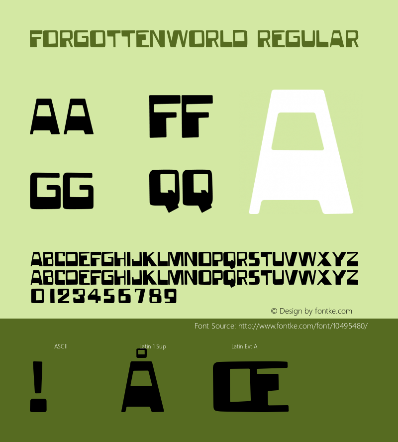 ForgottenWorld Regular Macromedia Fontographer 4.1.4 29/5/03 Font Sample
