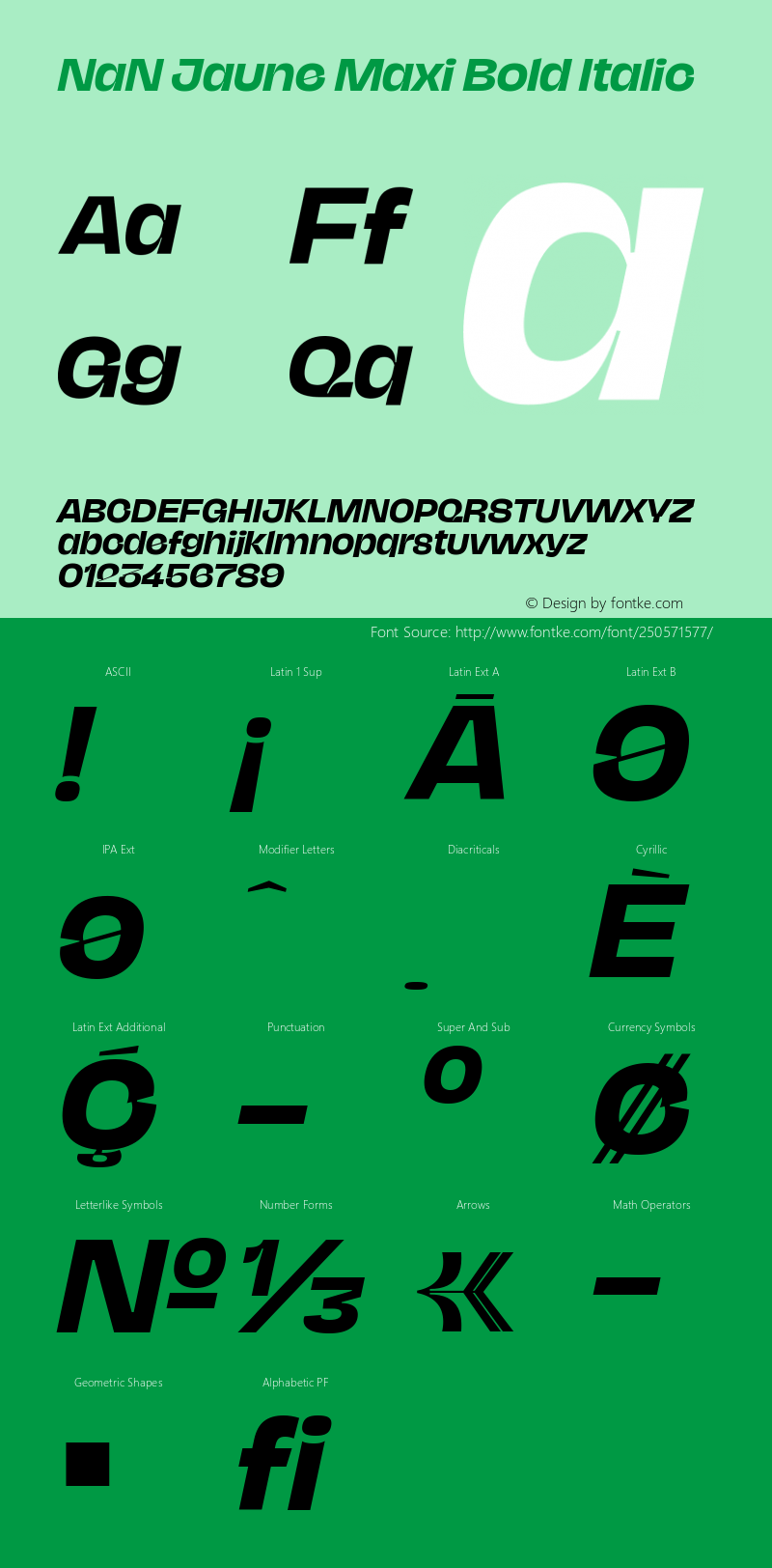 NaN Jaune Maxi Bold Italic Version 1.002图片样张