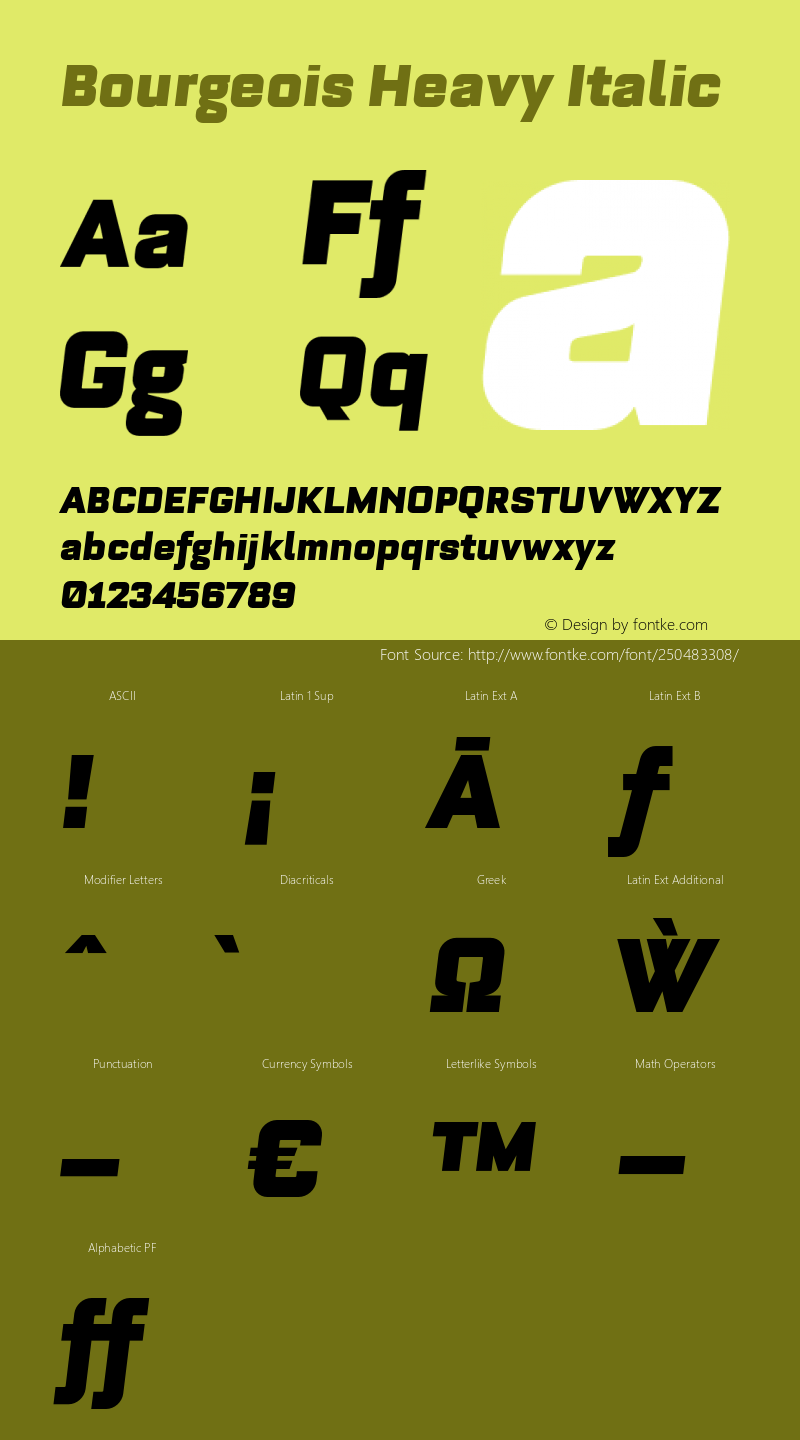 Bourgeois Heavy Italic Version 1.105;PS 001.105;hotconv 1.0.88;makeotf.lib2.5.64775图片样张