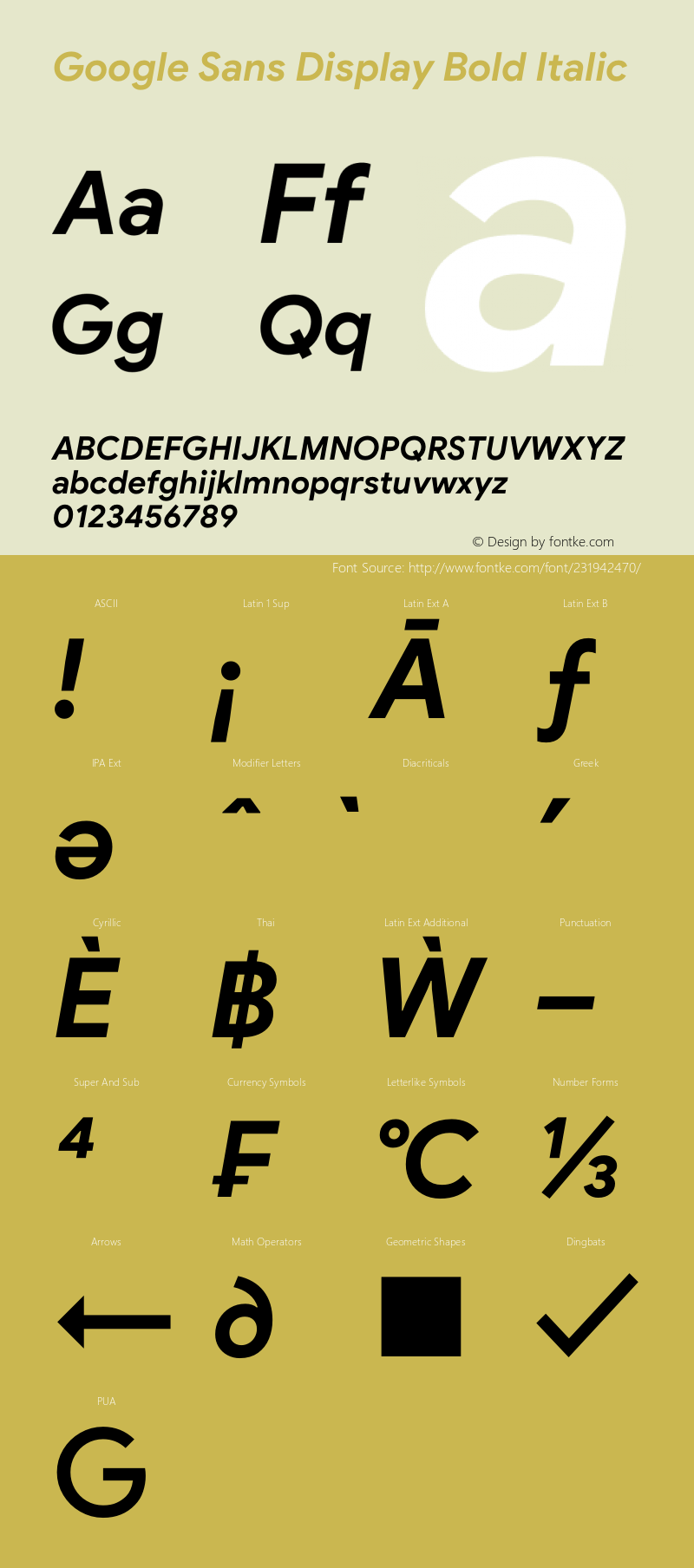 Google Sans Display Bold Italic Version 2.003图片样张