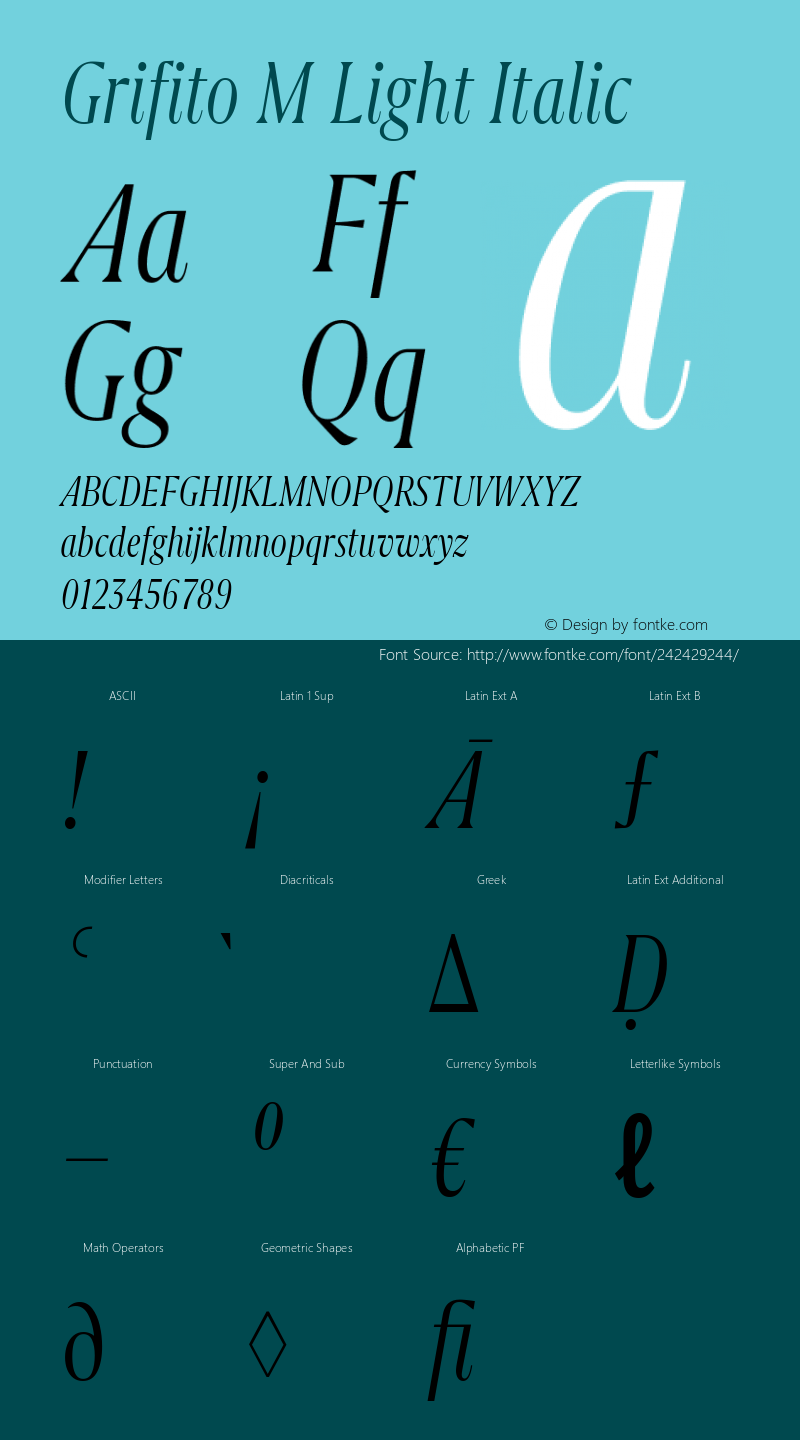 Grifito M Light Italic Version 2.003图片样张