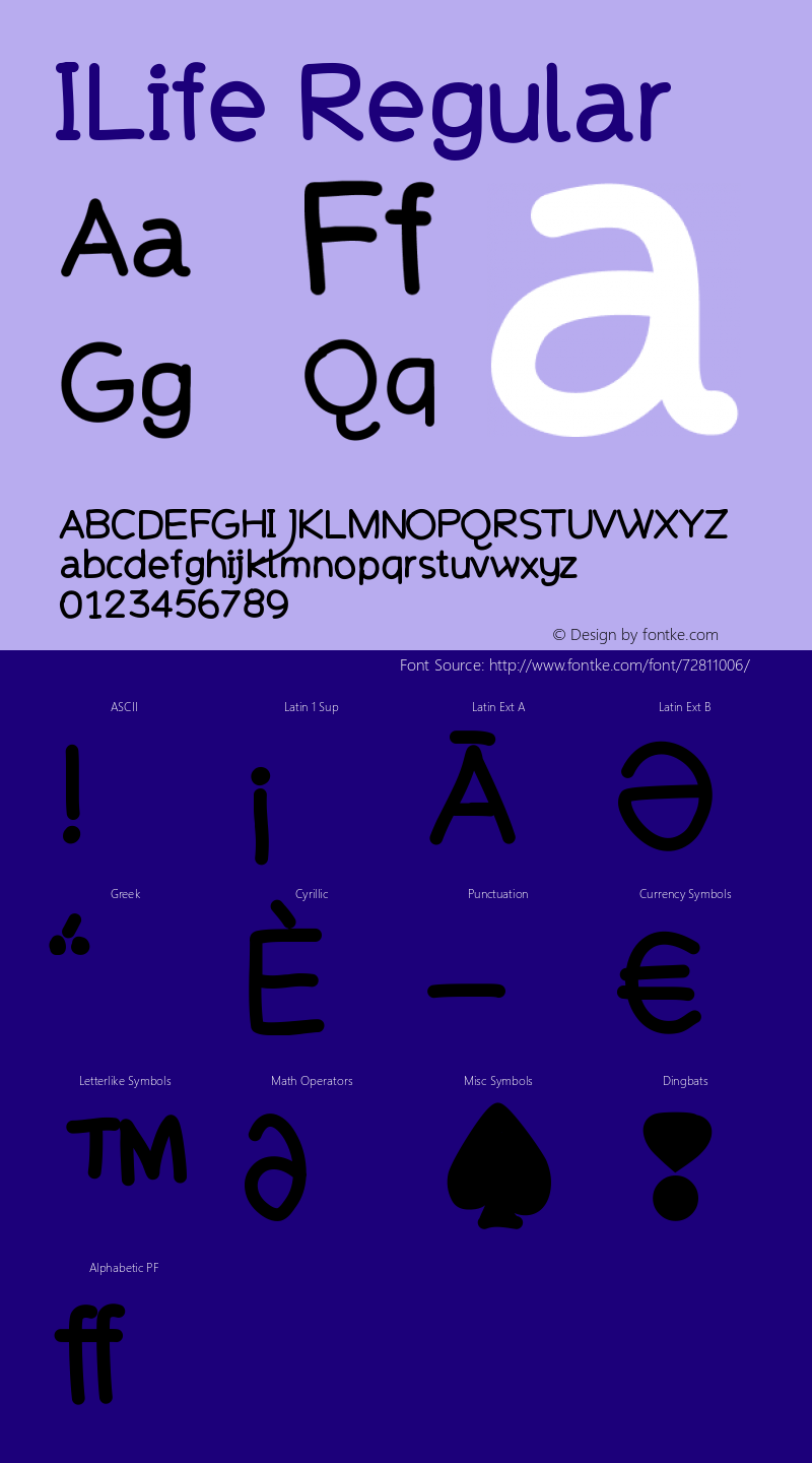 ILife-Regular Version 001.000 Font Sample