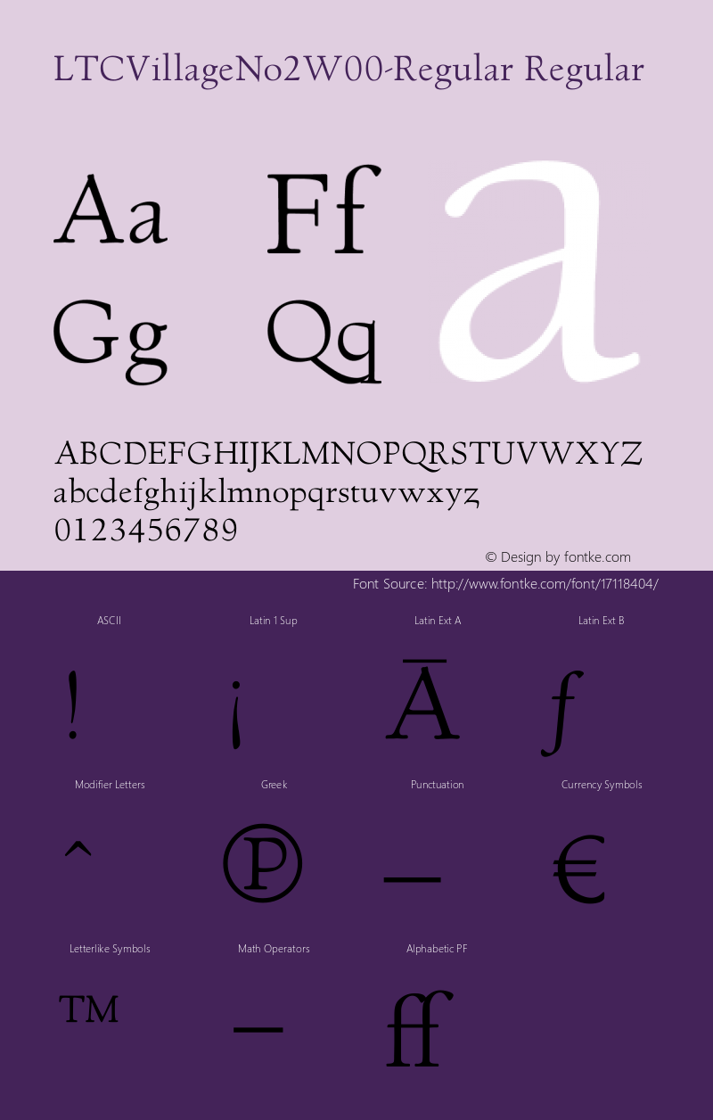 LTCVillageNo2W00-Regular Regular Version 1.1 Font Sample