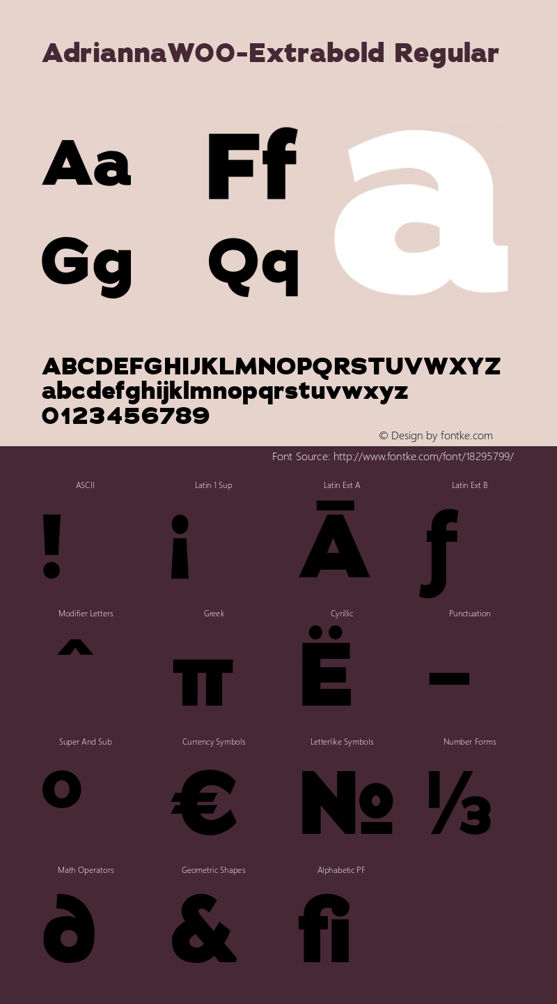 AdriannaW00-Extrabold Regular Version 1.10 Font Sample