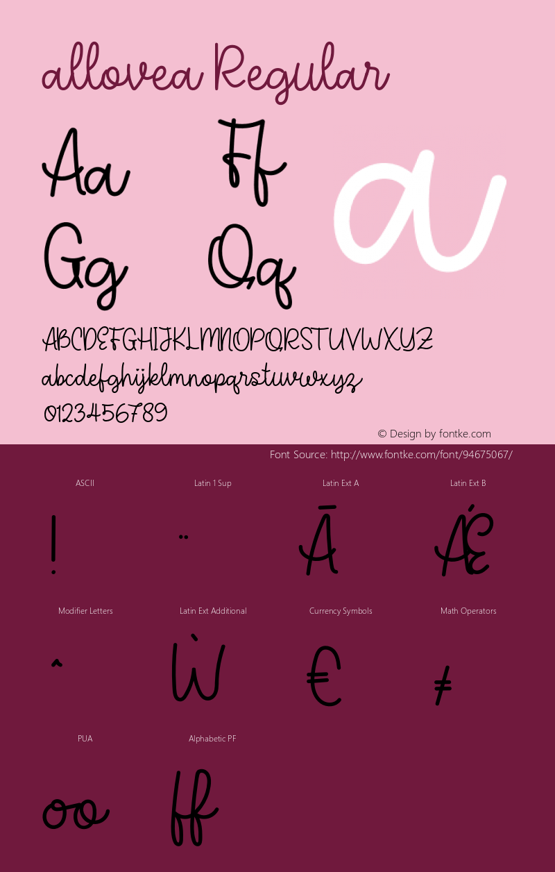 allovea Version 1.000 Font Sample