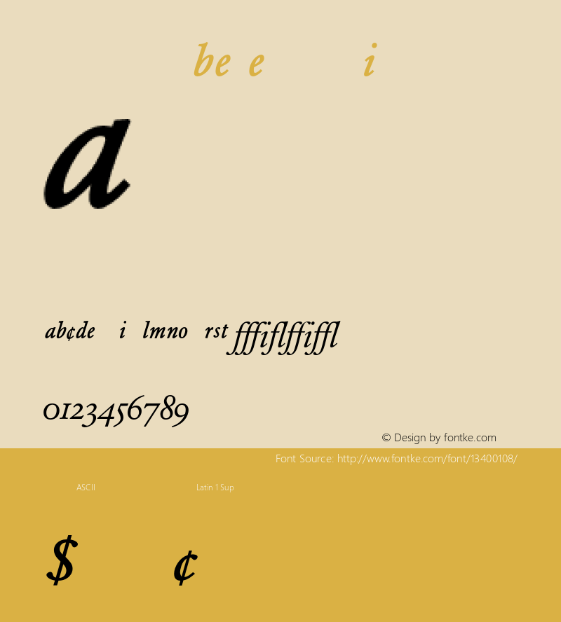Garamond BE Expert Italic 001.000 Font Sample